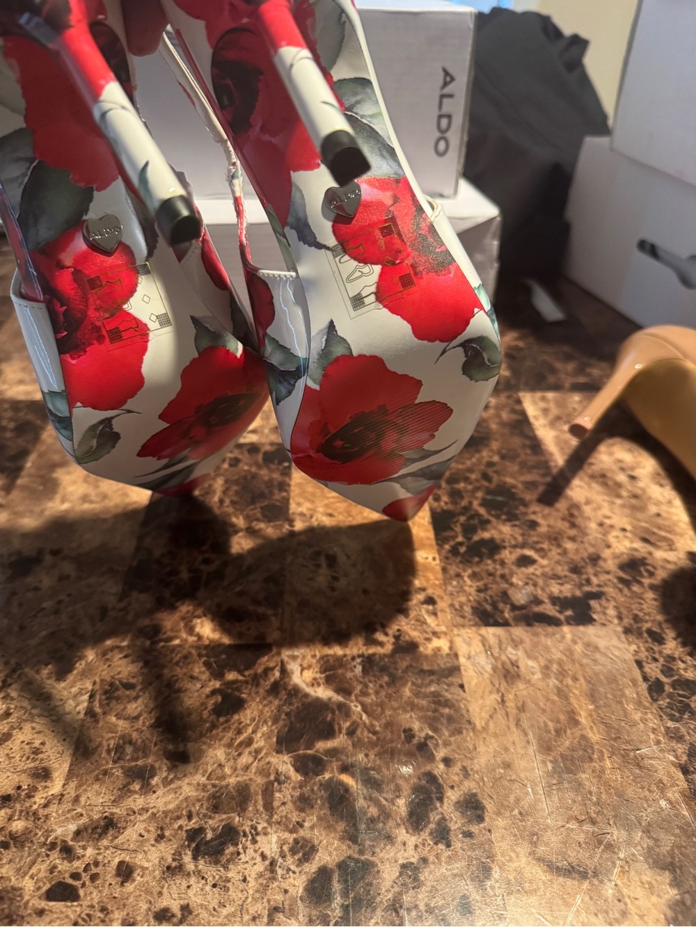 ALDO Red Floral High Heel Pumps